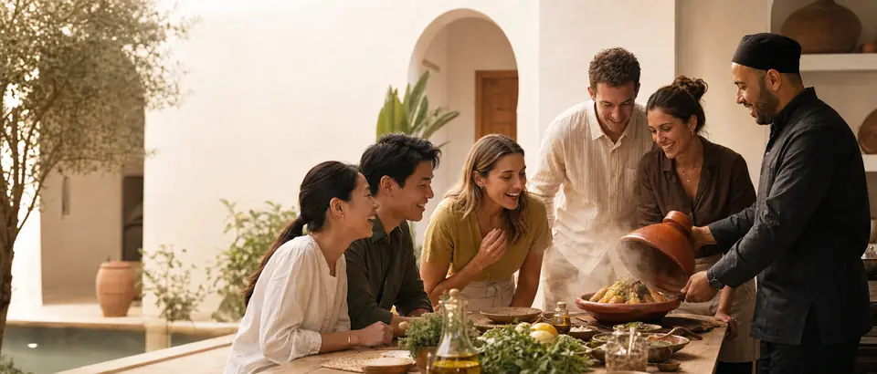 A courtyard cooking class in a Marrakech riad